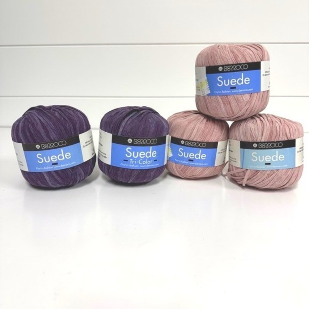 Berroco Suede Yarn Lot of 5 Balls 50 grams Made in Italy Pink Purple